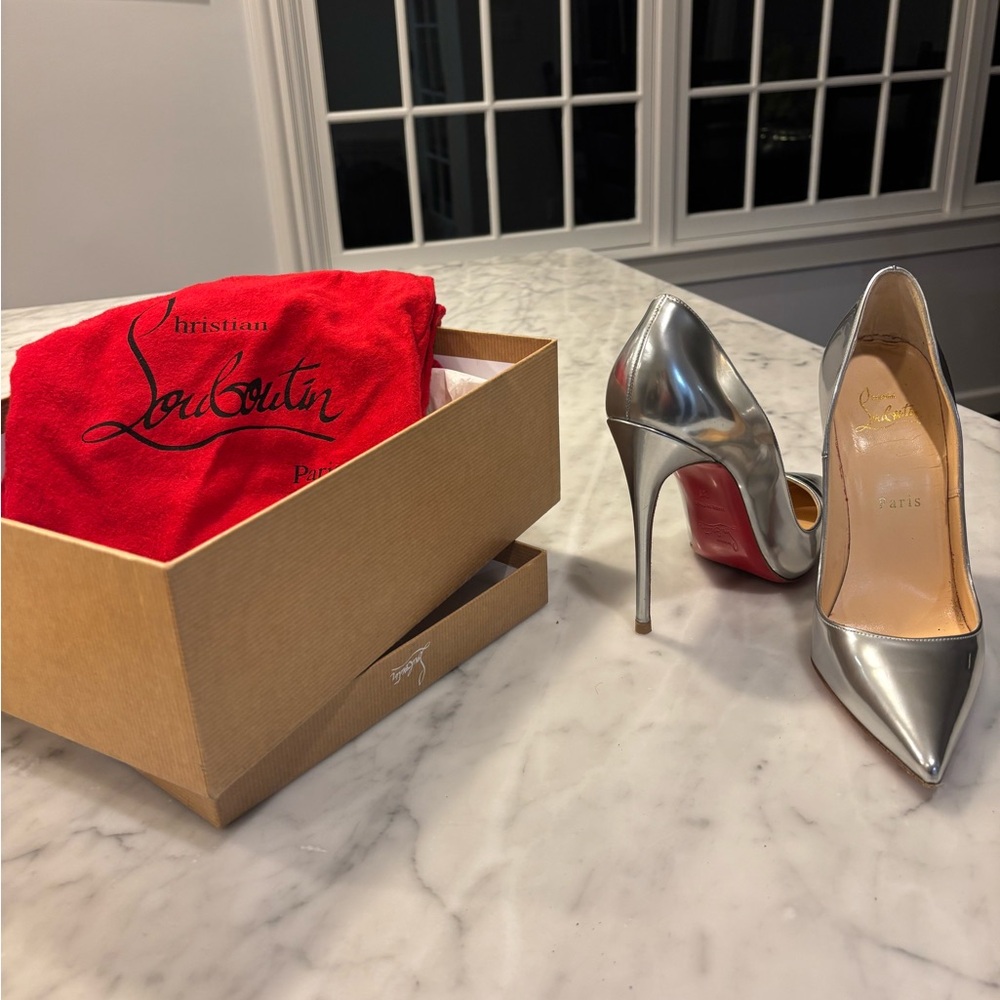 Christian Louboutin Metallic Silver Heels